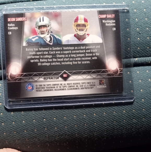 Deion Sanders + Champ Bailey (rc) Topps Finest "Main Attractions" Refractor Card - Picture 5 of 11